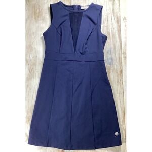 Pickletini Womens Navy Blue Pickleball Tennis Dress Mesh V-Neck Size M